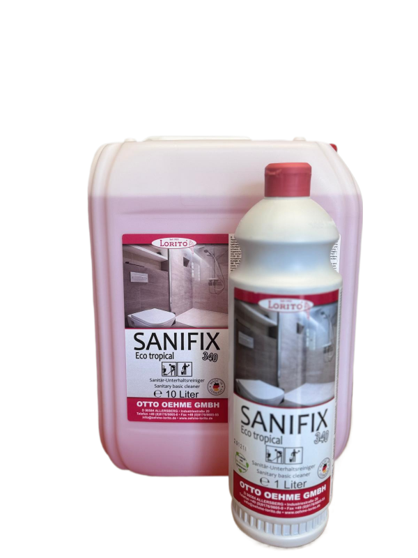 Lorito SaniFix Eco tropical Sanitärreiniger – 1 L oder 10 L Kanister – umweltfreundlicher Sanitärunterhaltsreiniger mit frischem Tropenduft